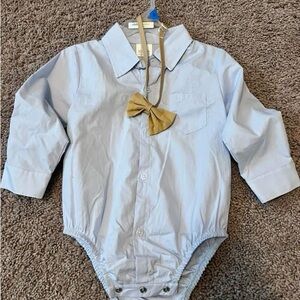 Light Blue Baby Onesie with Bow Tie